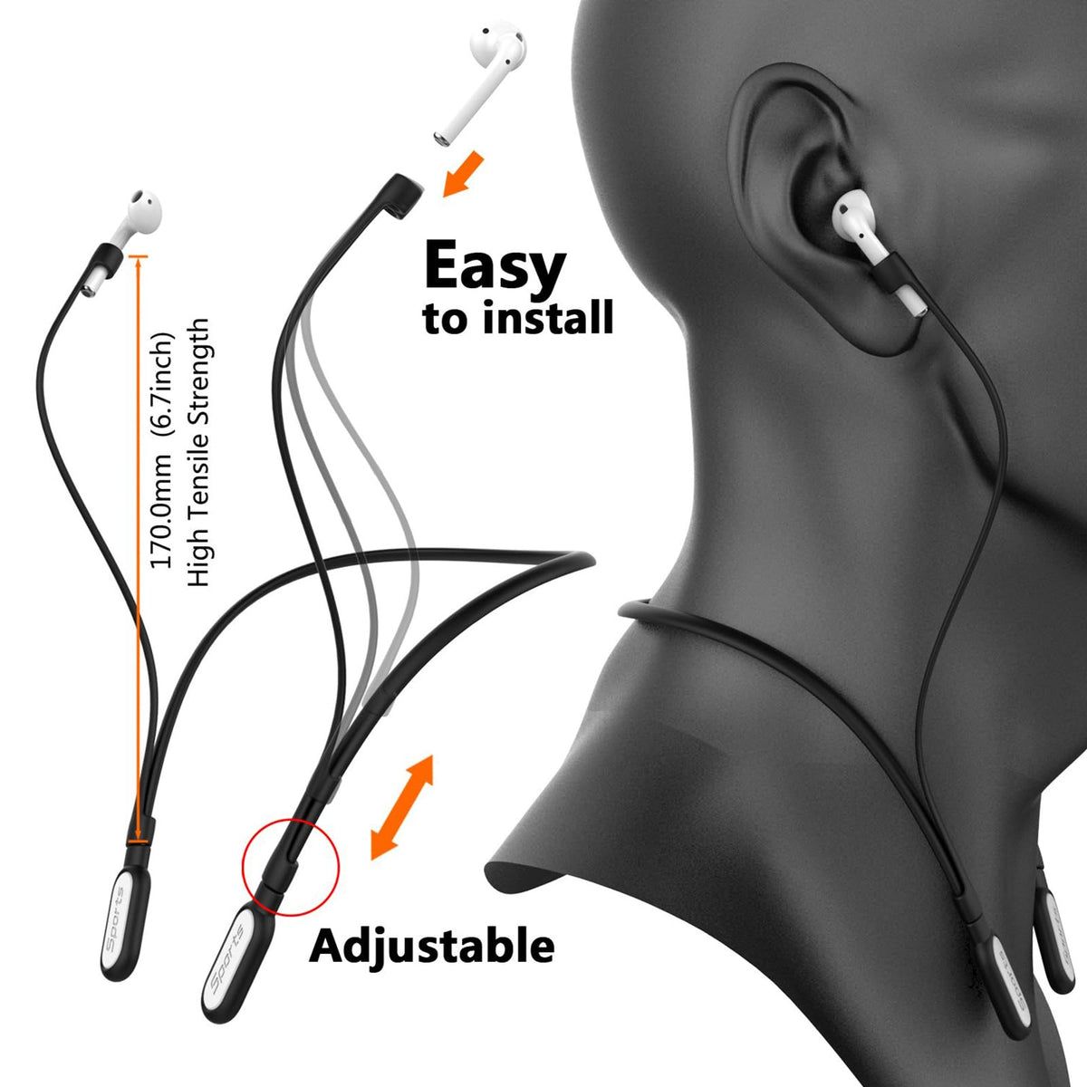GOGOSODU AirPods Pro strap with easy installation concept.
