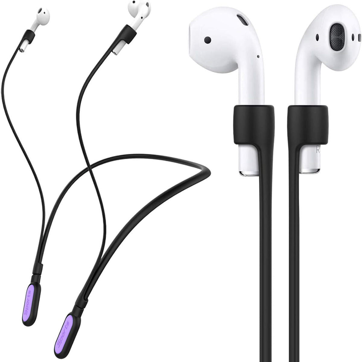 GOGOSODU AirPods neckband close-up shows slim silicone design for comfort.