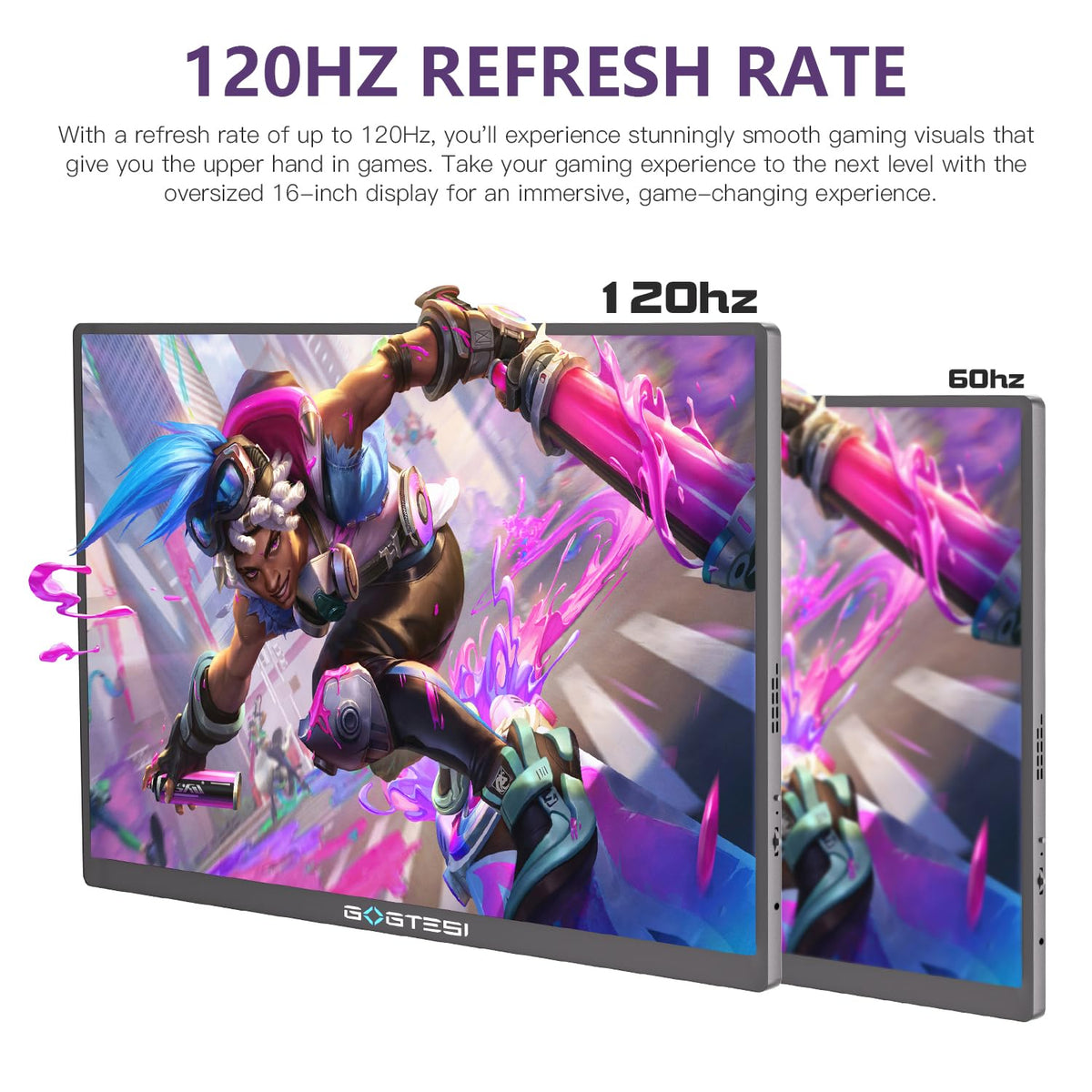 gogtesi 2.5K QHD HDR display rendering vibrant colors