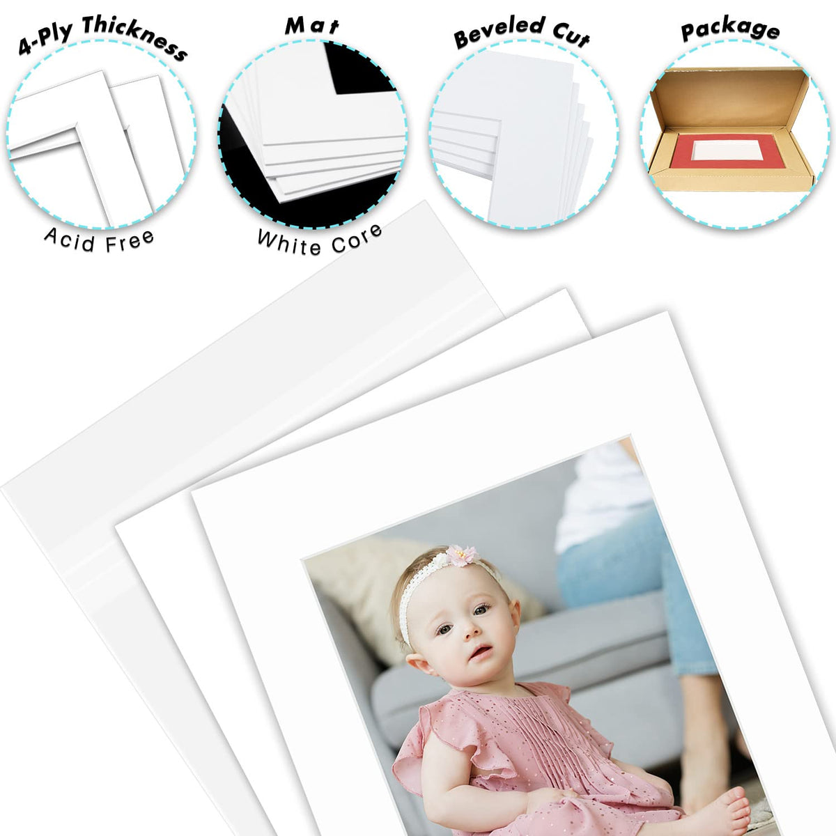 Golden State Art 11x14 mats pack-50 with backing for ready-to-frame presentation