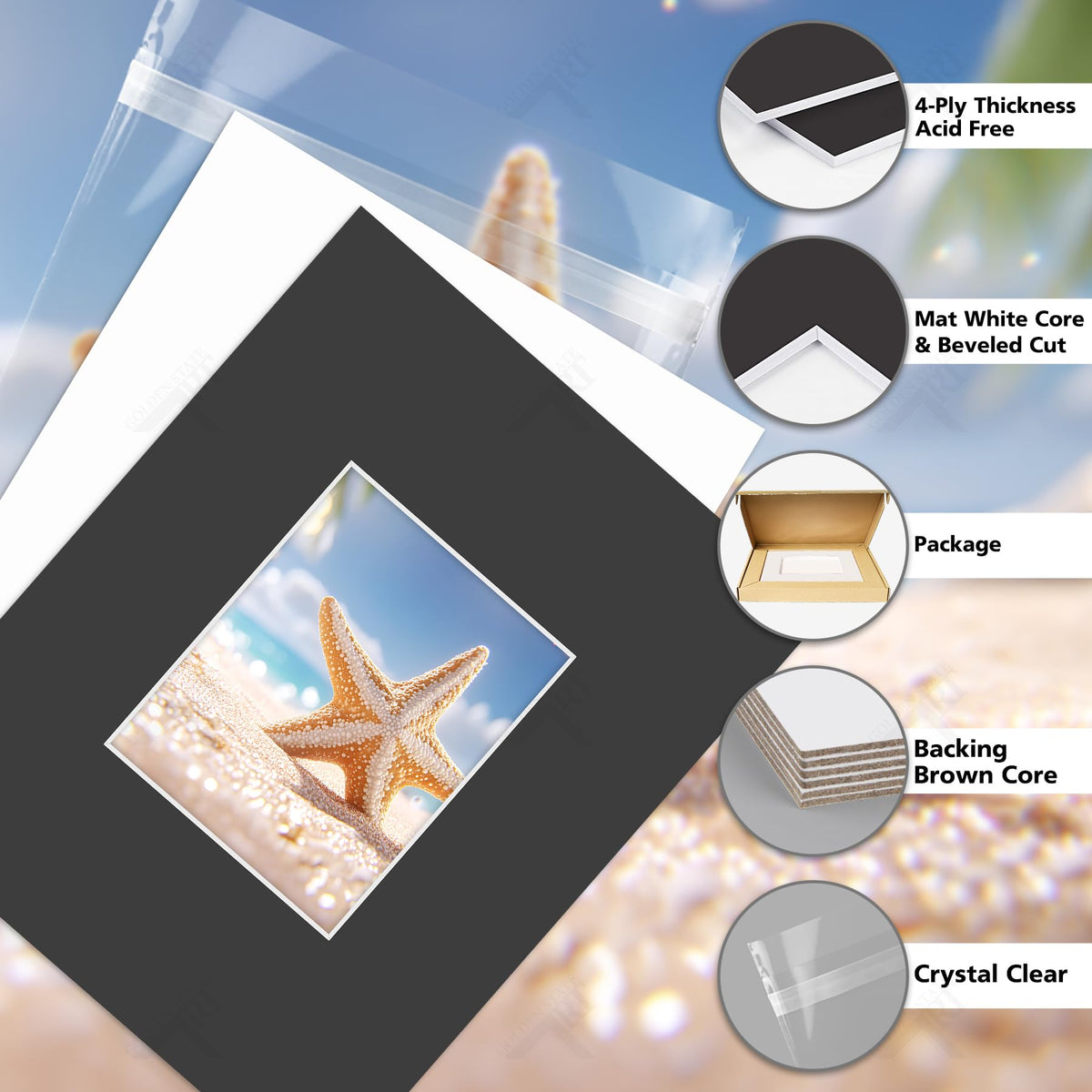 Golden State Art backing board double-sided white for neutral support and protection