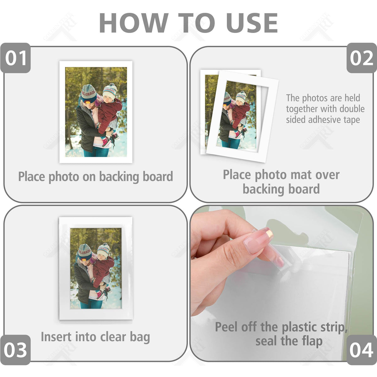 Golden State Art clear bags with reseal strip protect mats.
