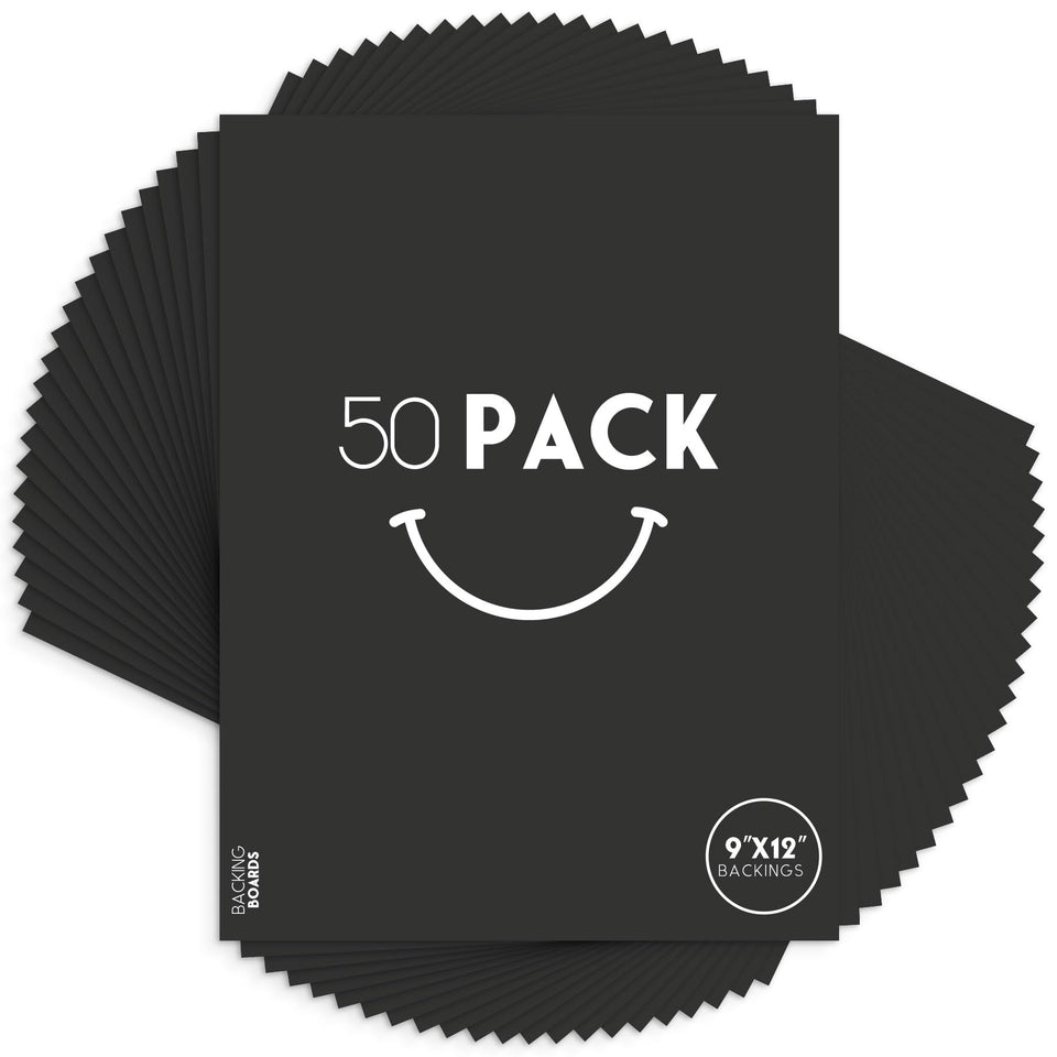 Golden State Art front view of stacked 9x12 matboards showing pack and neat edges, protection benefit