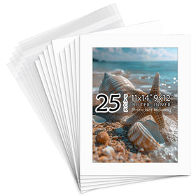 Golden State Art front view of 11x14 mat pack showing white mats and packaging benefit