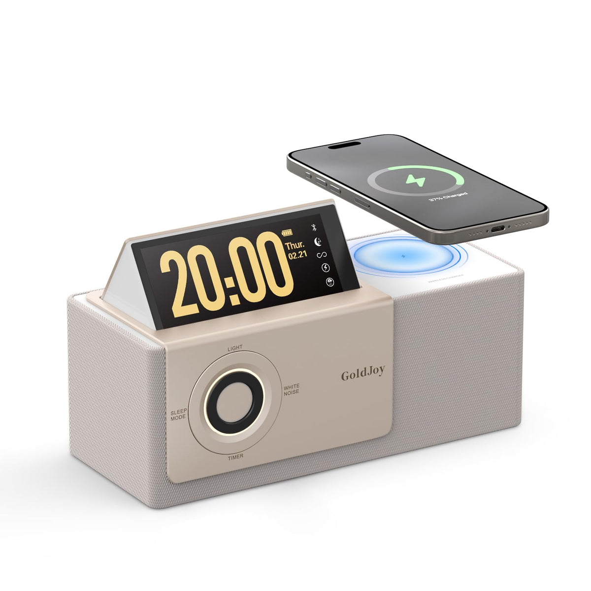 GoldJoy 7-in-1 speaker front view with rich sound and sleek design