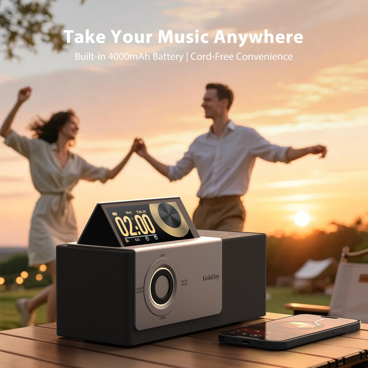 GoldJoy ambient setup in the living room creates mood for evenings.
