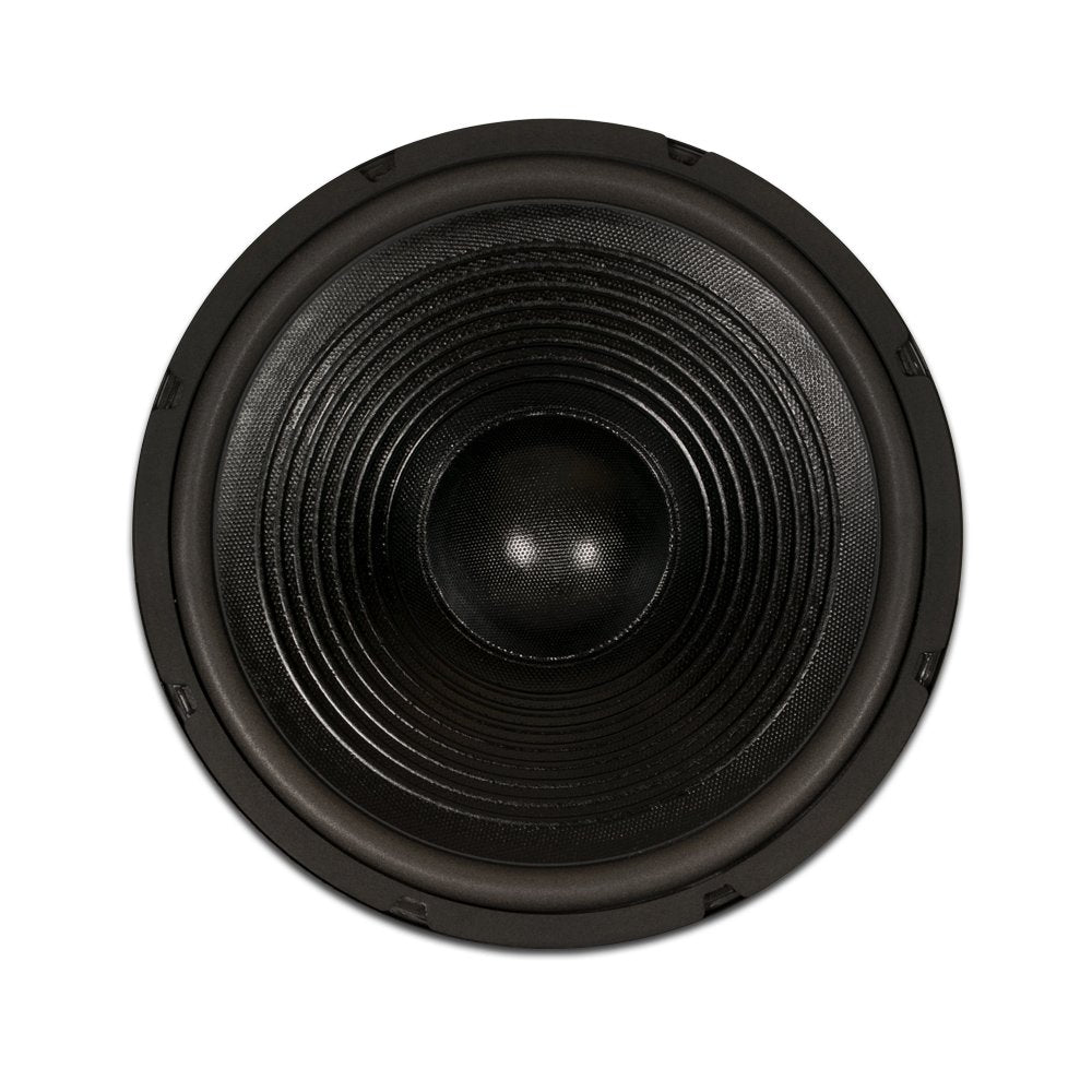 Goldwood Sound GW-212 magnet and bumper plate detail highlighting 20oz motor for heat handling