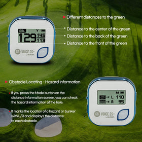 GolfBuddy Voice 2S+ audio guidance delivers real-time distance updates on the course.