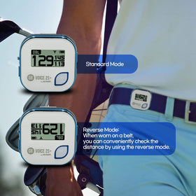 GolfBuddy Voice 2S+ slope mode enables customized distance views for play.