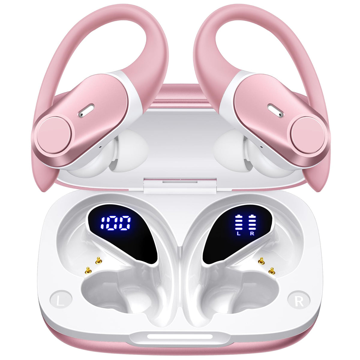 GOLREX front packaging showing rose gold earbuds and benefits