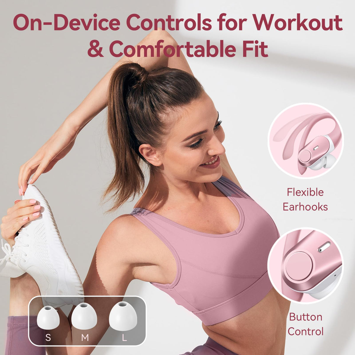 GOLREX earbuds in city with Transparency Mode for safe awareness