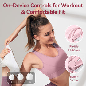 GOLREX earbuds in city with Transparency Mode for safe awareness