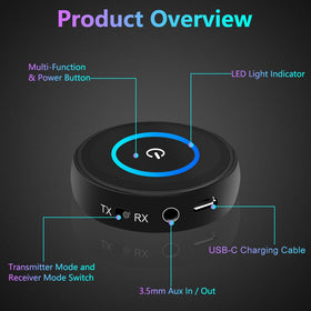 Golvery BT53 RCA and AUX ports expand connection options.