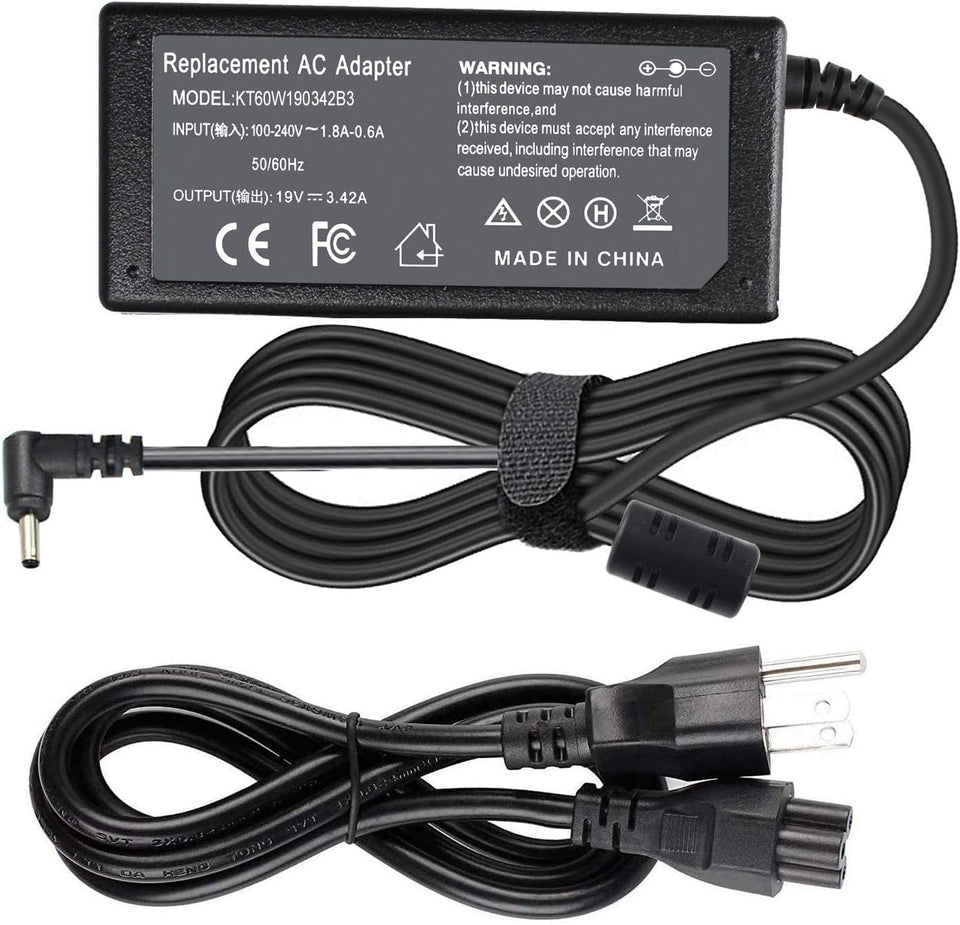 Gomarty 65W Acer charger front view powering compatible laptops