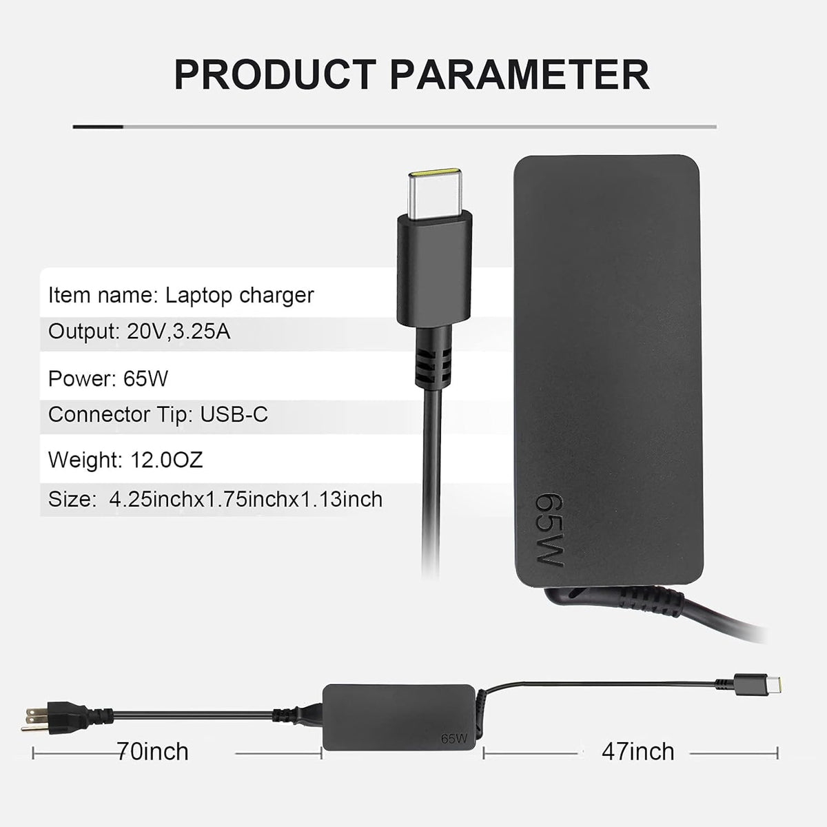 Gomarty 65W USB-C side profile highlighting slim design for easy packing