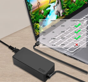 Gomarty charger plugged into a Lenovo ThinkPad showing reliable power delivery