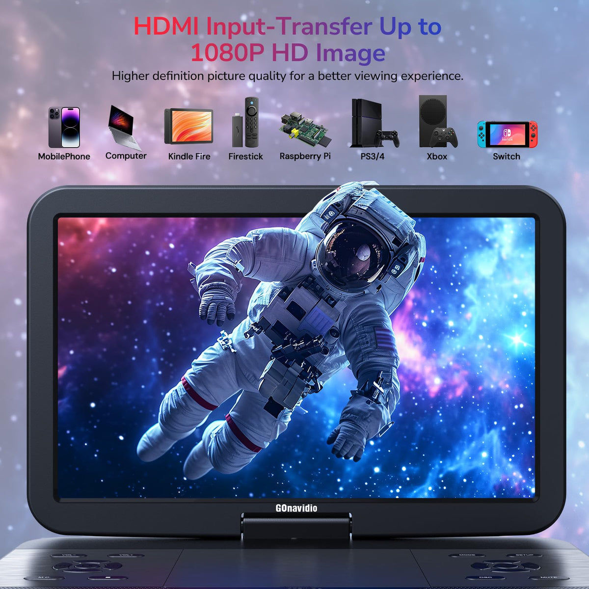 GOnavidio 15.4-inch full HD display with bright colors and sharp detail.