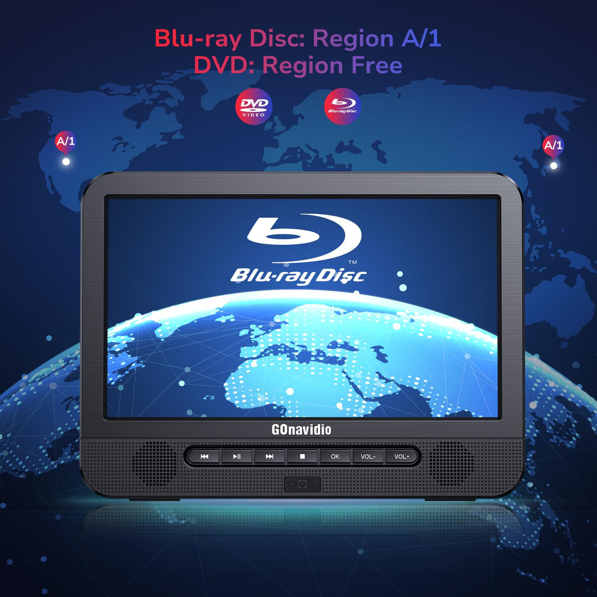 GOnavidio HDMI output connects to a TV for larger screen viewing