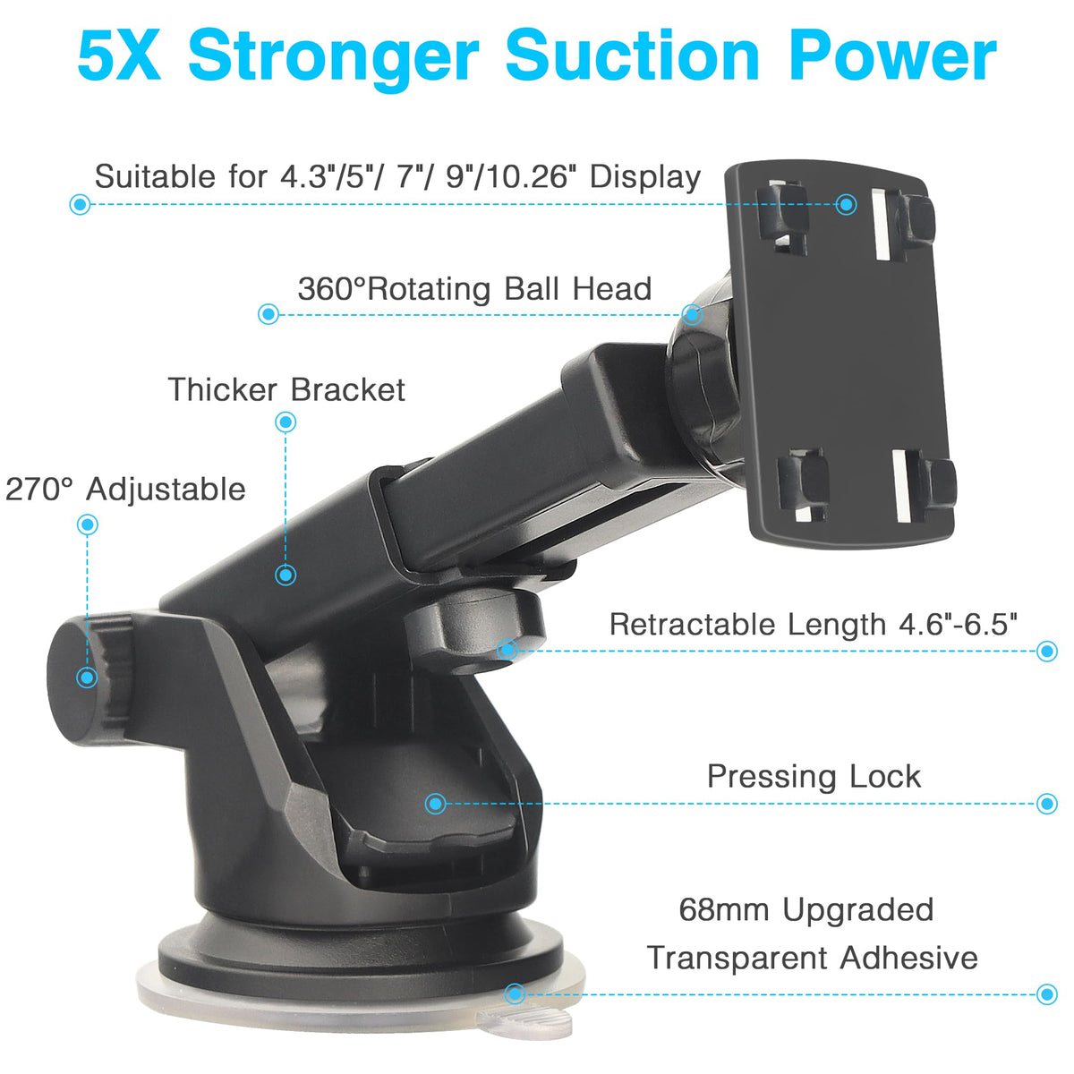 Gonifeto backup camera suction mount keeps the display steady on windshield.