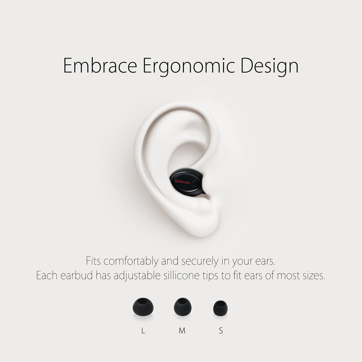 GoNovate G8 comfortable-fit ear tips ensure secure wear during daily activities.