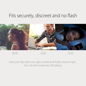 GoNovate G8 discreet mono earbud worn with minimal protrusion for private listening.