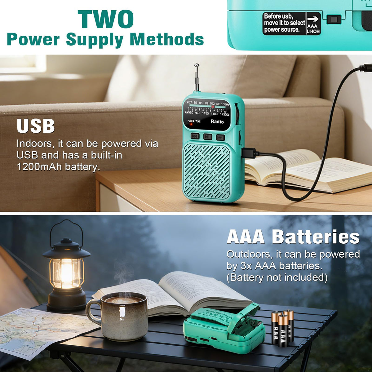 Goodes radio with headphone jack for private listening anywhere.