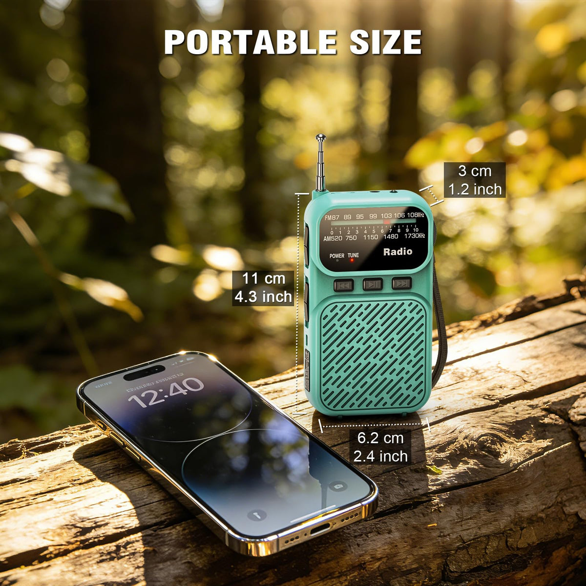 Goodes compact radio fits in a palm-sized pocket for on-the-go listening.
