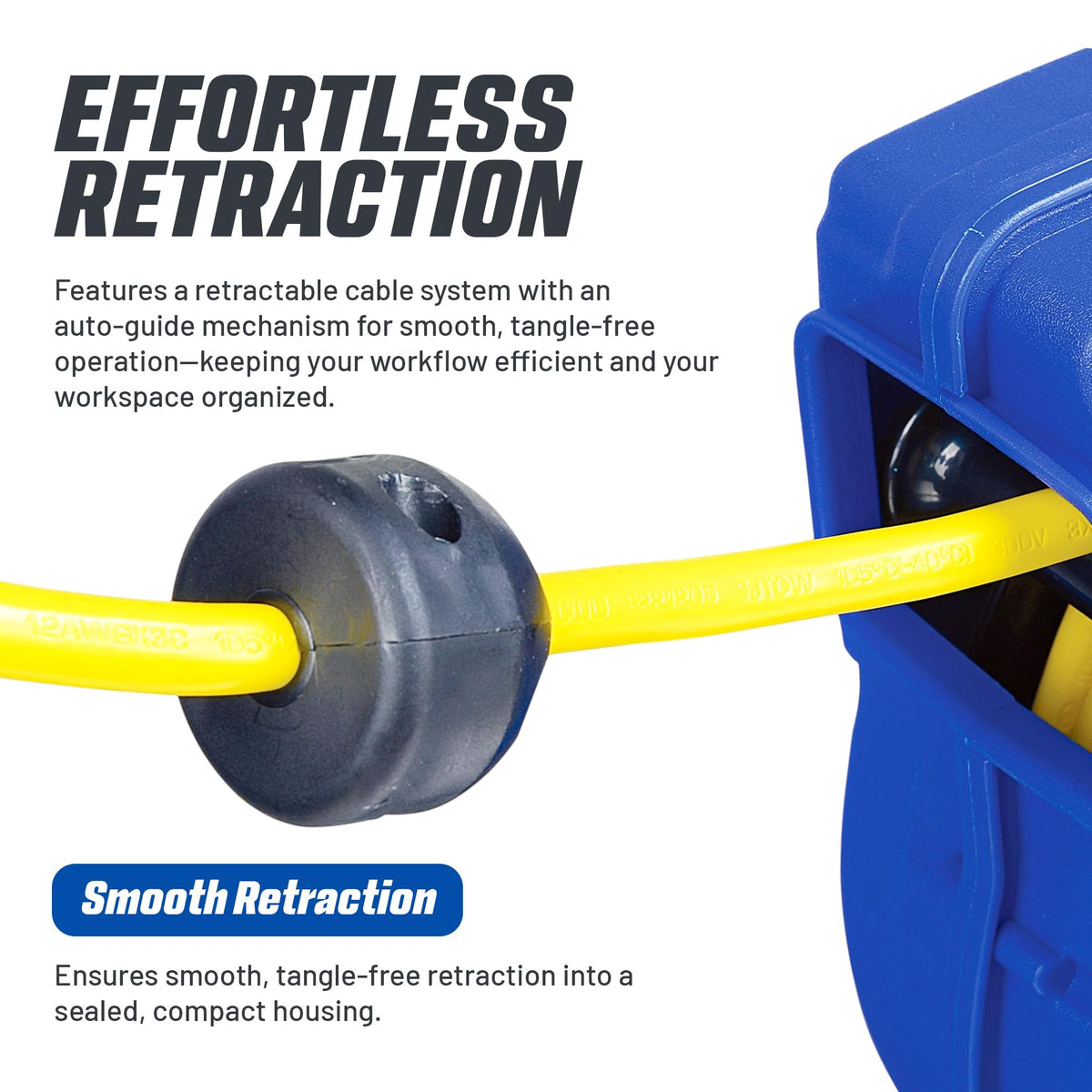 Goodyear SJTOW cable reel designed for wide temperature operation.