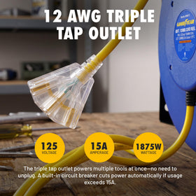 Goodyear three-outlet triple tap supports multiple devices at once.
