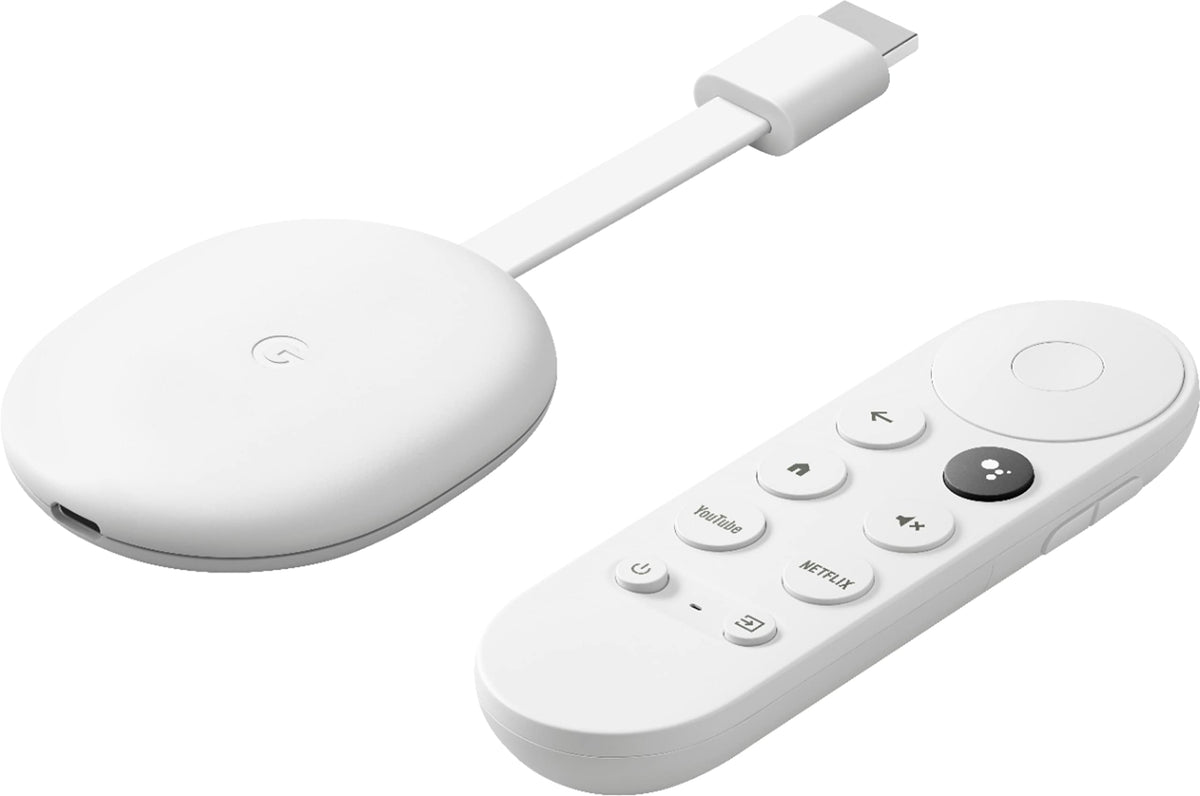 Chromecast remote with Google Assistant enables hands-free search and control.
