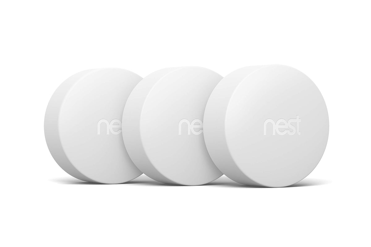 Google Nest Temperature Sensor 3-pack mounted on wall for room-by-room comfort