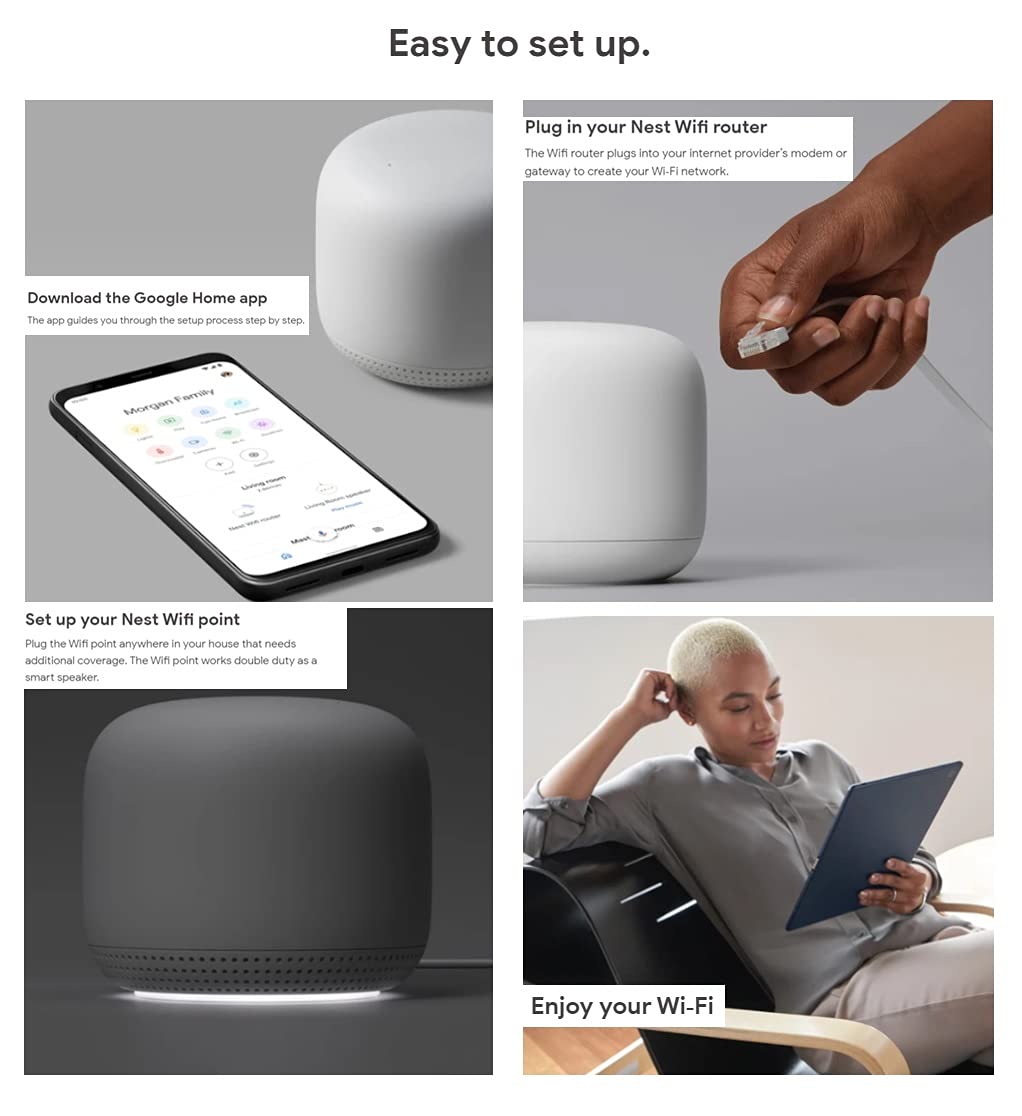 Google Nest Wifi coverage demo in a living room with strong signal