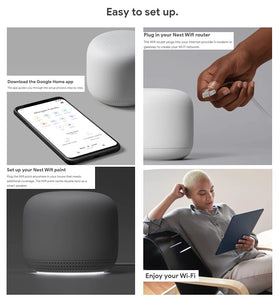 Google Nest Wifi coverage demo in a living room with strong signal