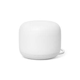 Google Nest Wifi Point front view with integrated smart speaker for hands-free control.
