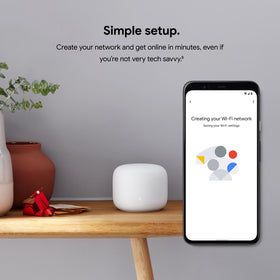 Google Nest Wifi Point doubles as a smart speaker for music and queries.