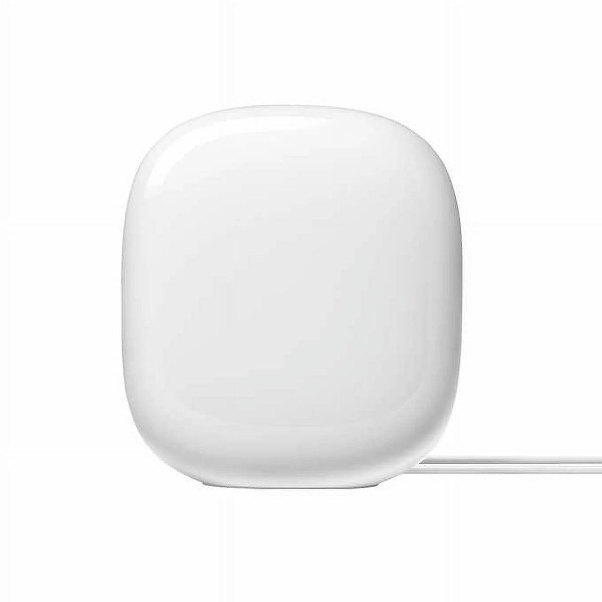 Google Nest WiFi Pro 6E Snow router front view boosts home coverage.