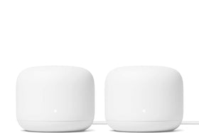 Google Nest Wifi router front view showing fast, reliable coverage for home offices