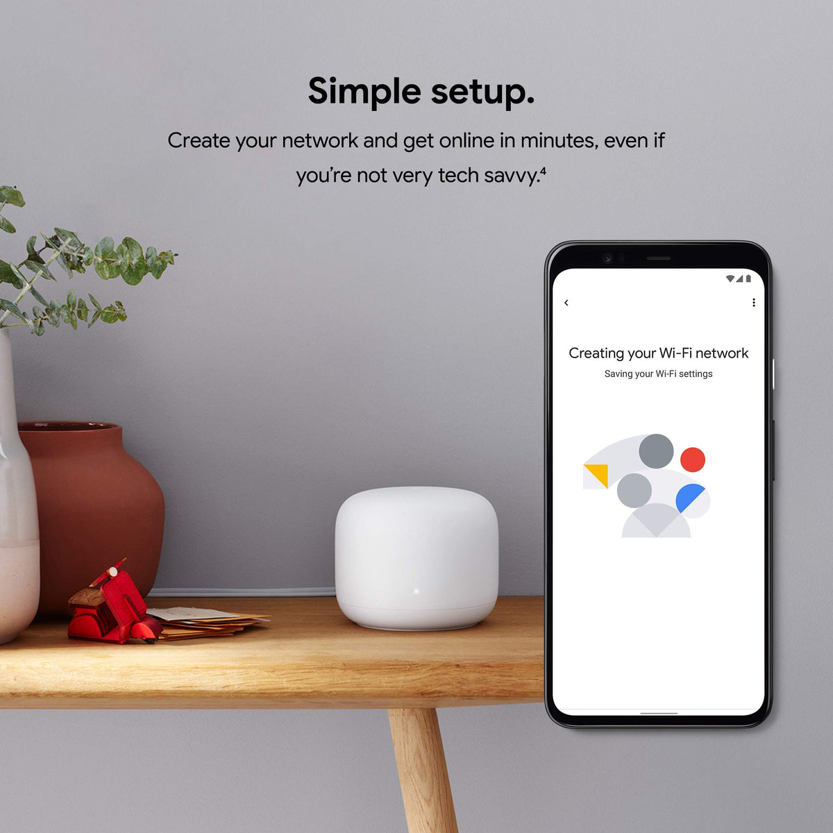Google Nest Wifi Router in living room delivering even Wi‑Fi coverage throughout home benefits