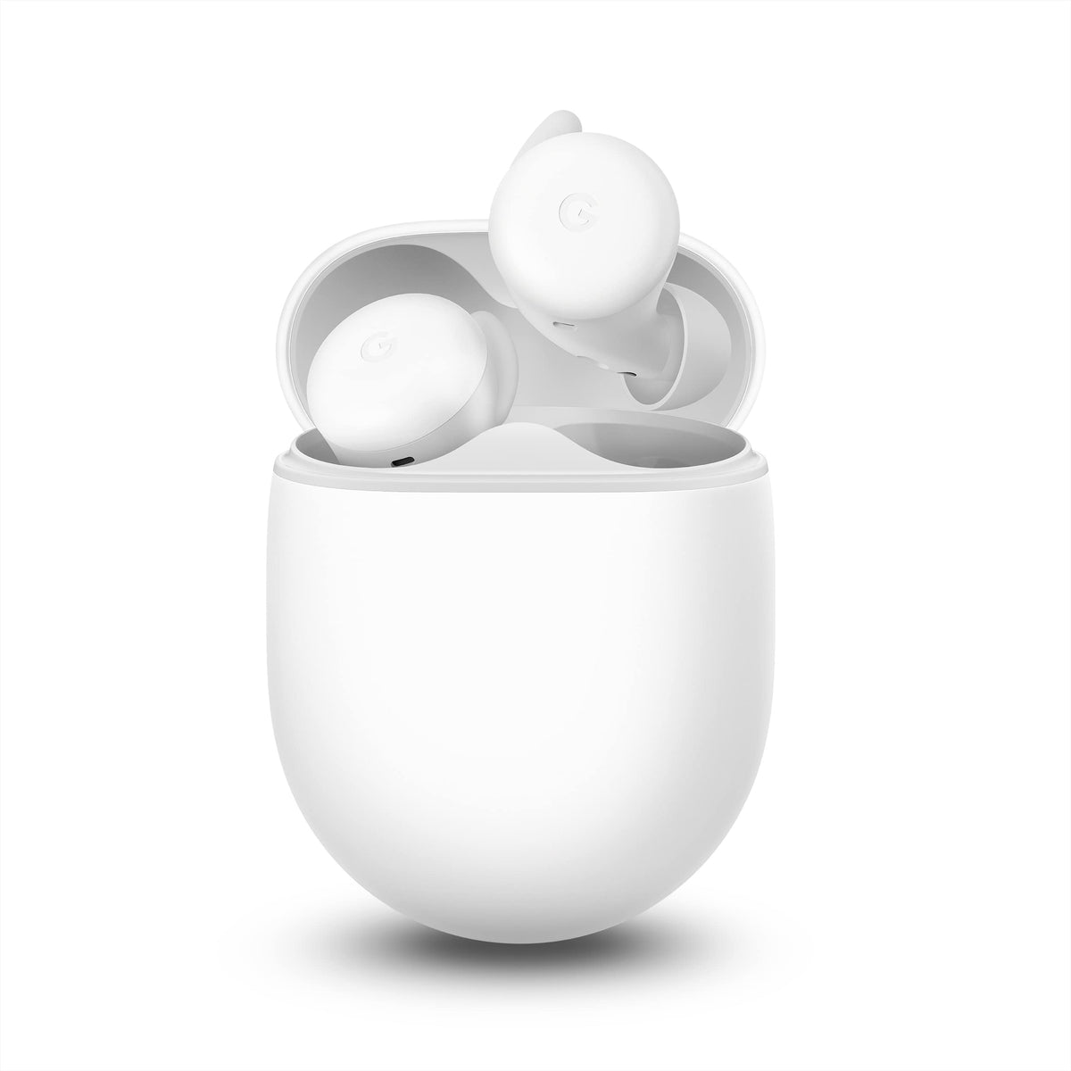 Google Pixel Buds A-Series white case Renewed for portable charging on the go.