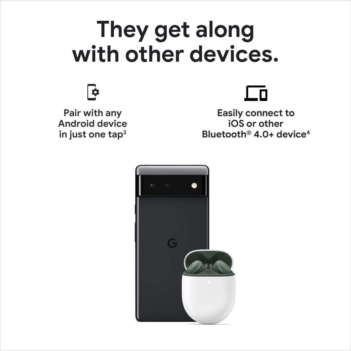 Google Pixel Buds A-Series white in-ear use for everyday listening.