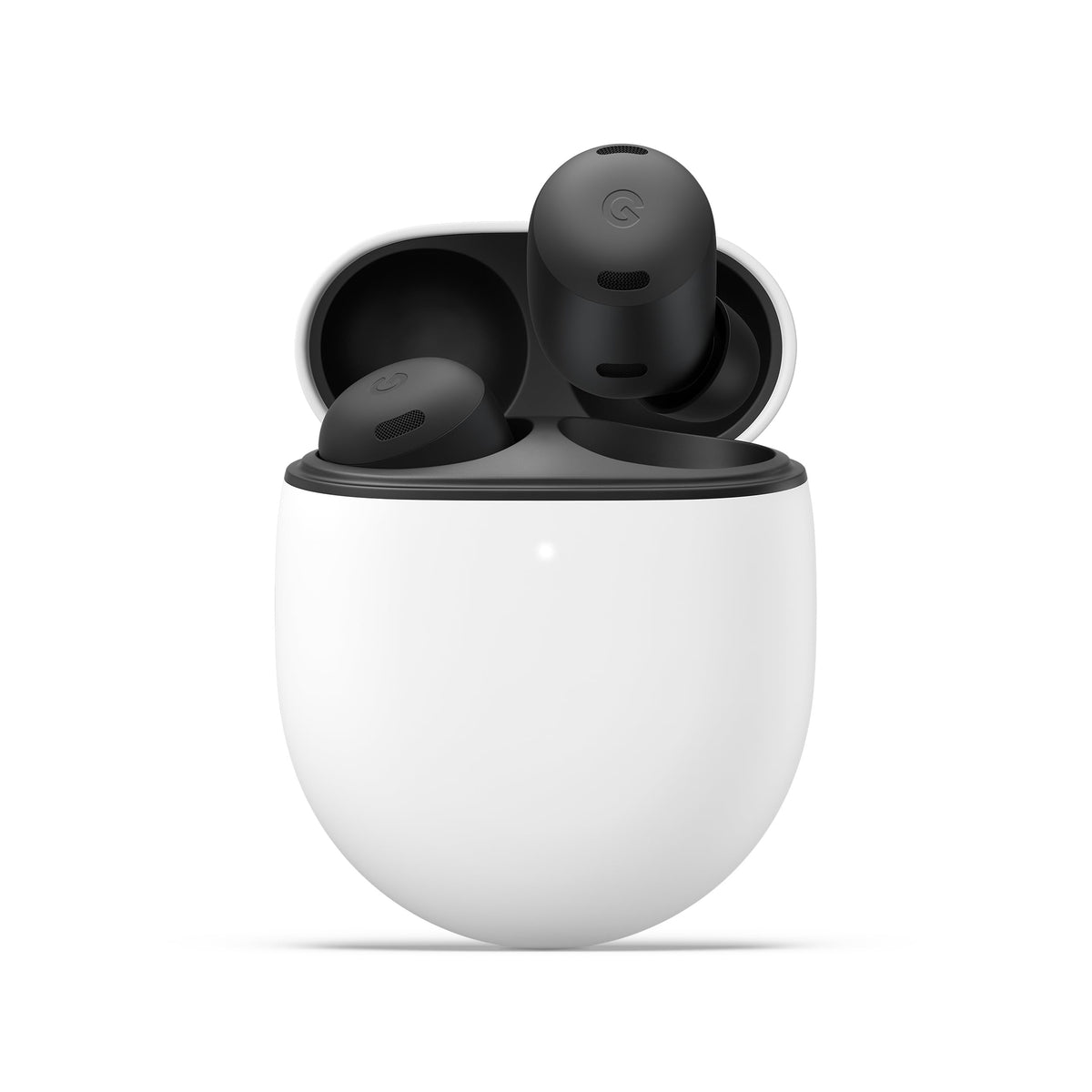 Google Pixel Buds Pro charcoal case open for easy access and wireless charging