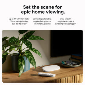 Google TV Streamer 4K remote with voice search enables hands-free control