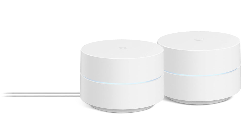 Google WiFi AC1200 2-pack unboxed, ready for whole-home coverage setup