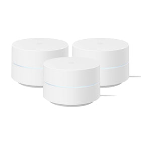 Google Wifi AC1200 mesh system with snow finish delivers seamless whole-home coverage.