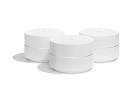 Google WiFi points spread across rooms for reliable multi-room coverage