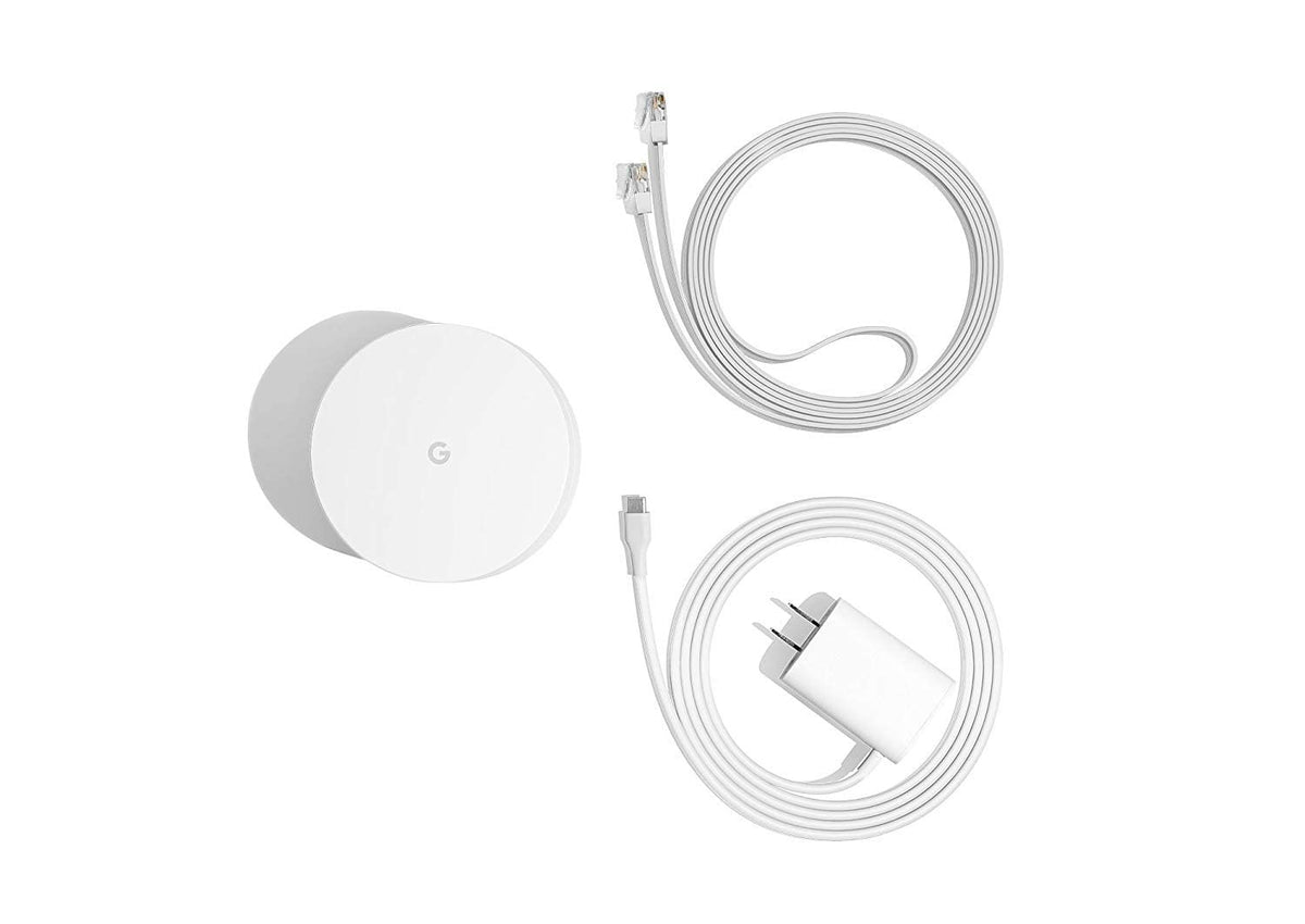 Google WiFi setup screen shows simple configuration and device prioritization