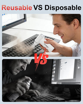 GOOLOO F3 clearing keyboard crevices demonstrating safe electronics cleaning