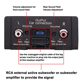 GoolRC rear connections with RCA, power and speaker terminals for easy installation