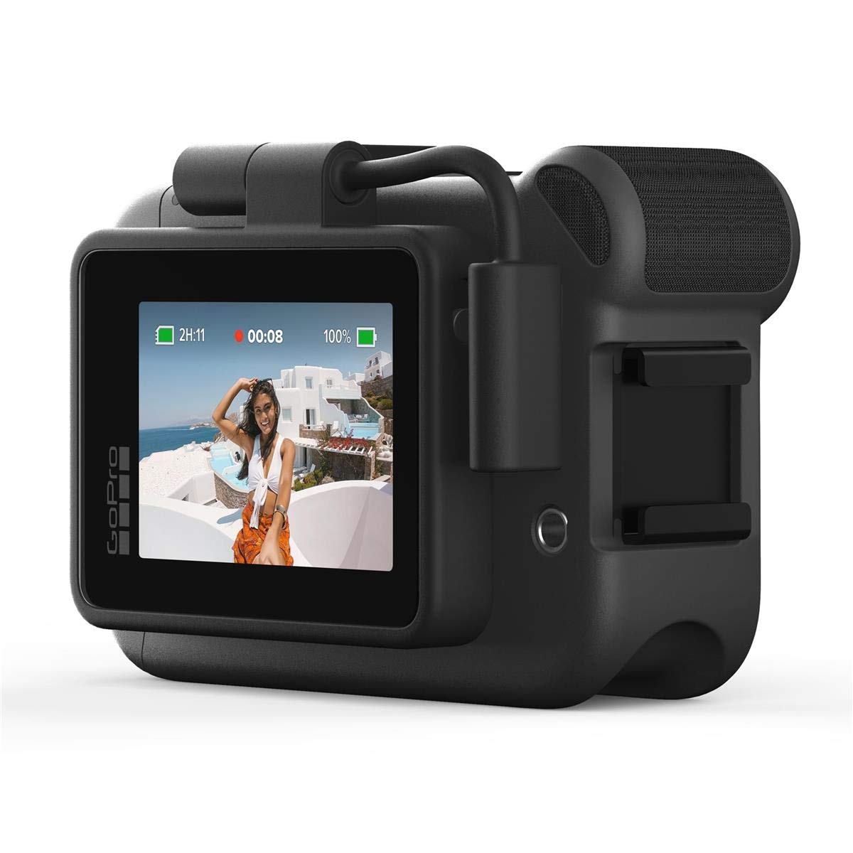 GoPro Display Mod hinge close-up showing durable folding mechanism