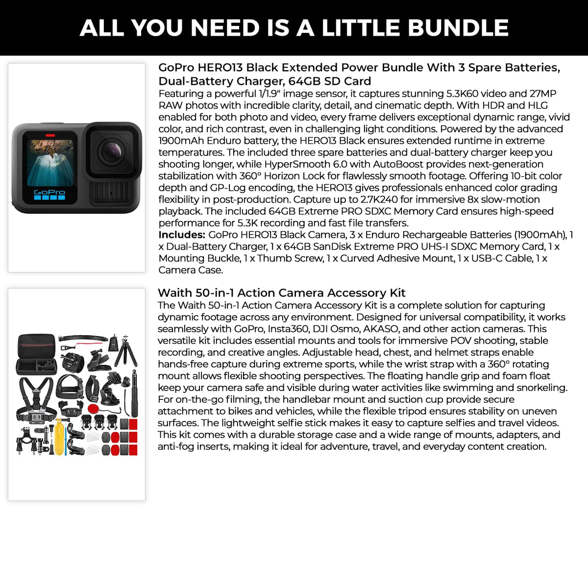 GoPro HERO13 Black delivering 27MP RAW photos for flexible editing.